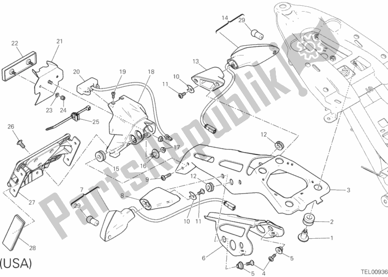 Toutes les pièces pour le Support De Plaque du Ducati Monster 1200 R USA 2017